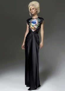 Black printed silk dress