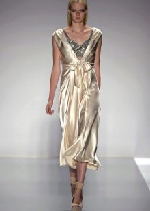 Elegant silk dress with rhinestones