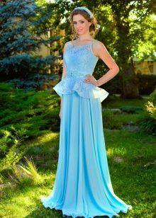 Light blue silk dress with lace