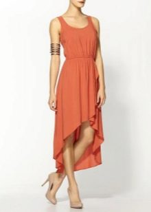 Terracotta asymmetric midi dress