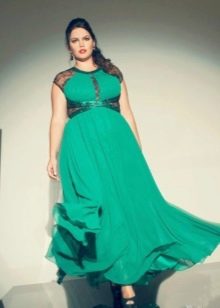 Robe longue en maille verte avec une taille haute pour les femmes en surpoids