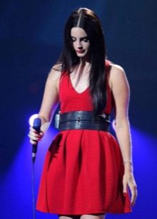 Cherry dress with wide belt