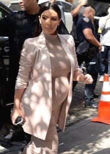 Long beige maternity floor-length dress with jacket