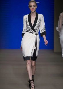 White-black wrap dress