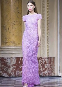 Guipure floor-length dress with a suitcase lilac