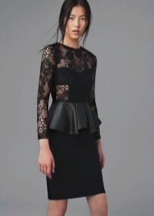Guipure and leather peplum dress
