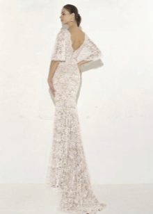 Guipure dress with open back and train