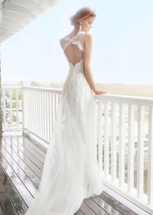 Open back guipure wedding dress