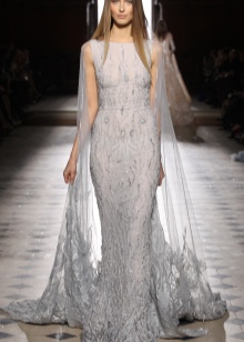 White guipure dress with train