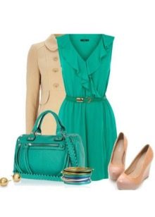 Turquoise dress and accessories for the Cold Summer color type