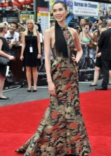 Long camouflage dress with carrot inserts