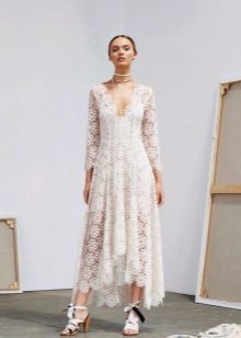Lace midi dress short in front long in back