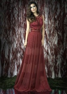 Red lace a-line dress