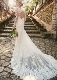 Lace wedding dress with train