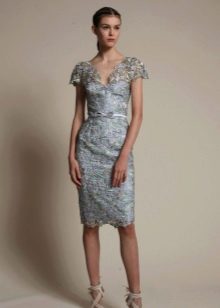 Medium length sheath lace dress
