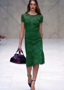 Emerald lace midi dress
