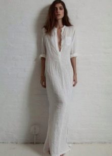Linen long shirt dress
