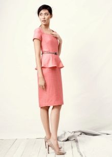 Linen Peplum Office Dress