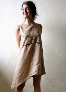Linen tunic dress with asymmetrical hem