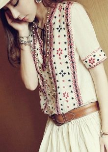 Beautiful embroidery on a linen dress