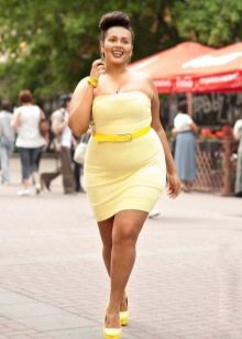 Yellow tight dress for obese women