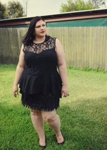 Office dress with guipure inserts for plump