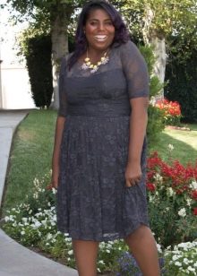 Gray lace office dress for the fat
