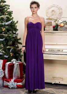 Long lilac Empire style viscose dress