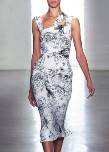 Viscose midi dress with asymmetric top