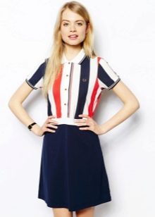 Polo dress with colored button-up top