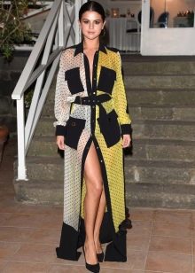Tricolor long shirt dress
