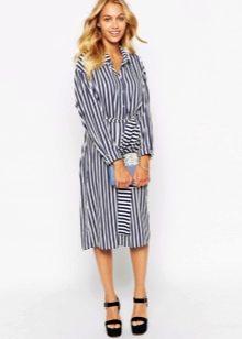 Black and White Striped Shirtdress