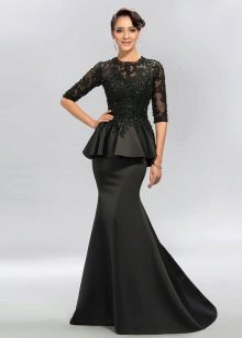 Long black peplum dress