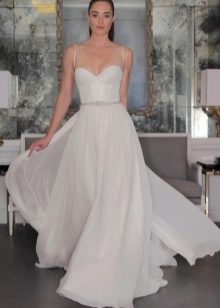 Fashionable white dress with a corset