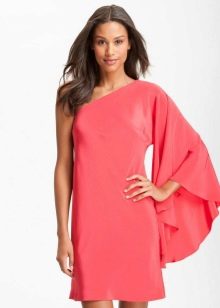 One Long Wide Sleeve Pink Dress
