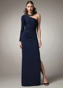 Long slit dress with one long bodycon sleeve