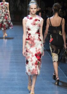 Dolce Gabbana 장미 장식 화이트 드레스