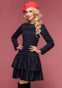 Blue dress with ruffles on the skirt