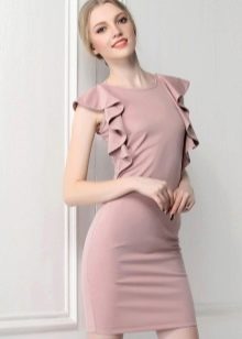 Dress with small ruffles on the shoulder