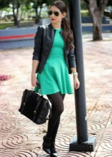 Leather jacket for a dress with a half-sun skirt