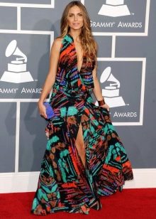 Long color wrap dress