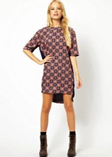 Shift dress with asymmetrical hem