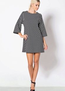 3/4 Sleeve Flare Sleeve Shift Dress