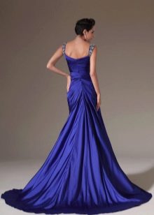 Blue dress with train - back view