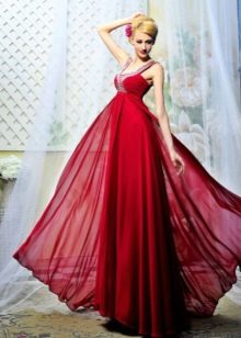 Burgundy dress with train