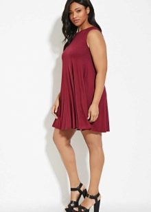 Burgundy a-line dress for chubby