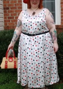 White dress with colored polka dots for the plump