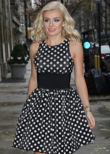 Black short dress with white polka dots