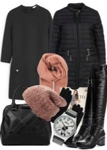 Straight cut dress and accessories for women with a Pear figure