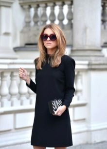 Long Sleeve Black Short Wool Dress
